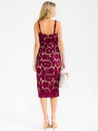 WOMEN'S SLEEVELESS FRONT SLIT CROCHET MIDI DRESS