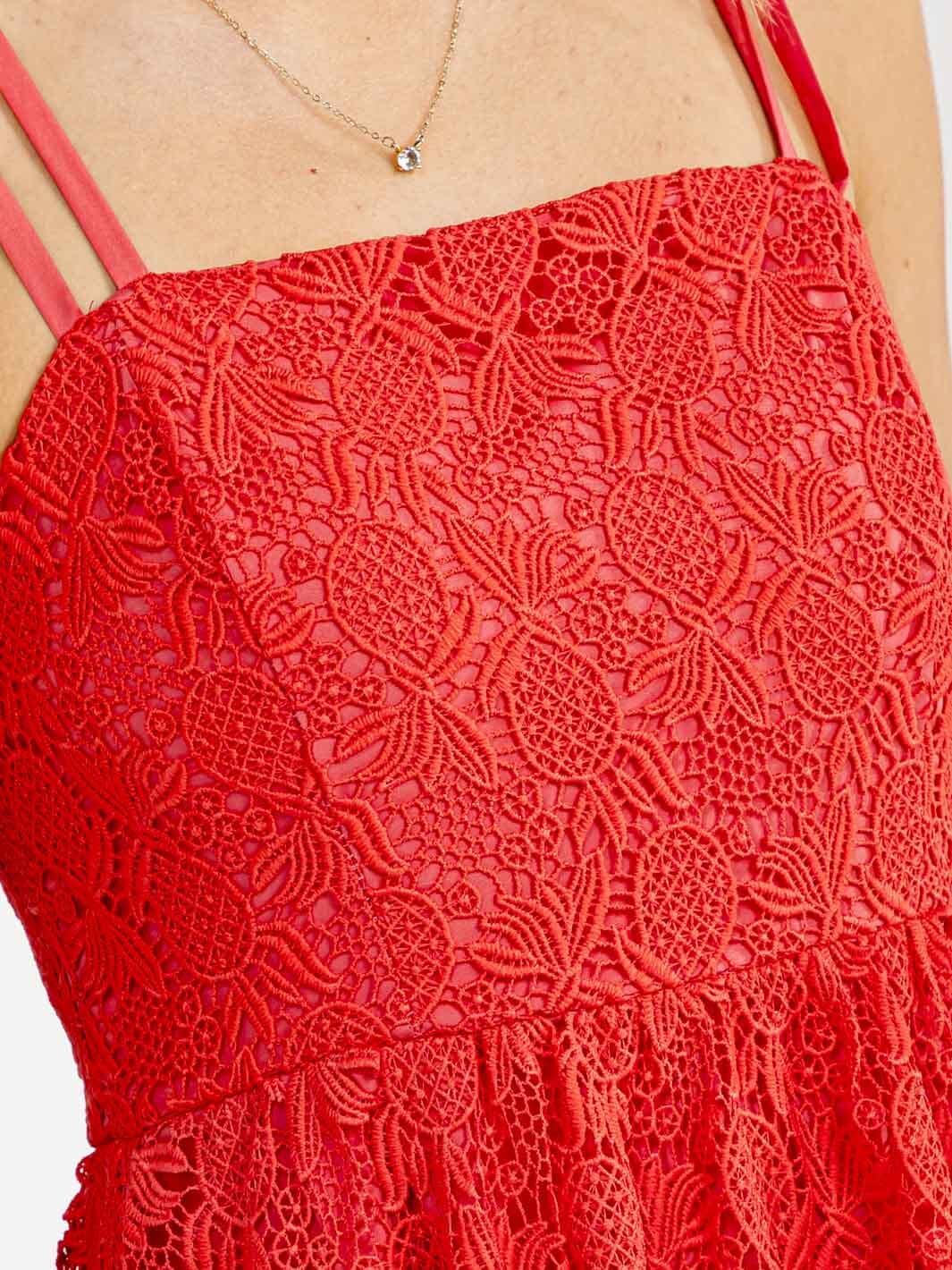 WOMEN'S SLEEVELESS SQUARE NECK CROCHET MAXI DRESS