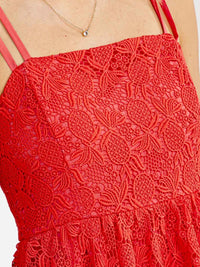 WOMEN'S SLEEVELESS SQUARE NECK CROCHET MAXI DRESS