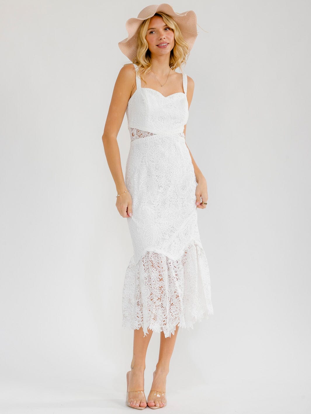 WOMEN'S SLEEVELESS LACE CROCHET MAXI DRESS