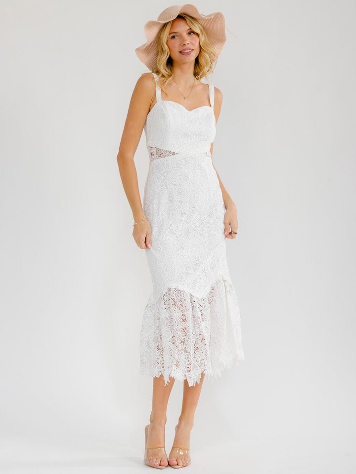 WOMEN'S SLEEVELESS LACE CROCHET MAXI DRESS