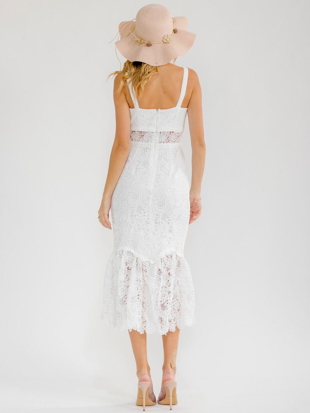 WOMEN'S SLEEVELESS LACE CROCHET MAXI DRESS