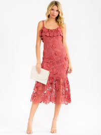 WOMEN'S SLEEVELESS BODYCON CROCHET MIDI DRESS