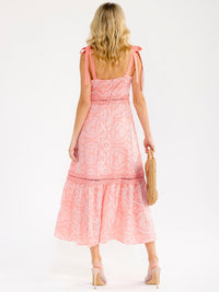 WOMEN'S SLEEVELESS FRONT POCKETS EMBROIDERY TIERED MAXI DRESS