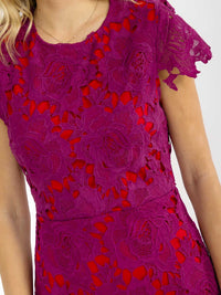 WOMEN'S SHORT SLEEVE BODYCON CROCHET MINI DRESS