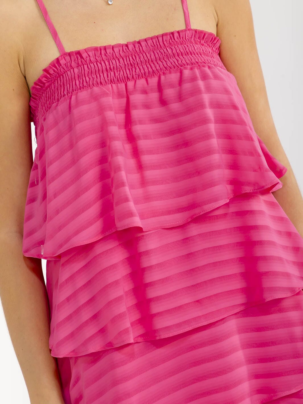 WOMEN'S SLEEVELESS SQUARE NECK TUNIC RUFFLE TIERED MINI DRESS