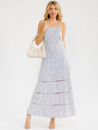 WOMEN'S SLEEVELESS OPEN BACK FLORAL EMBROIDERY MAXI DRESS