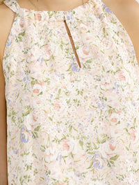 WOMEN'S SLEEVELESS FRONT POCKETS FLORAL EMBROIDERY MAXI DRESS