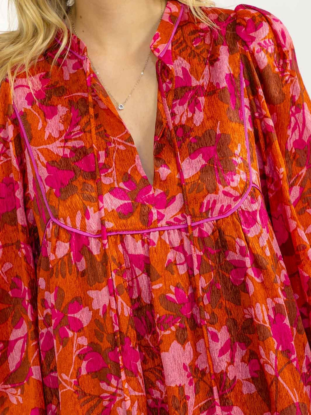 WOMEN'S SHORT PUFF SLEEVE LOOSE FIT PLEATED MINI DRESS (Copy)