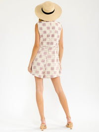WOMEN'S SLEEVELESS BUTTON CLOSURE COLORBLOCL WRAP CROCHET ROMPER