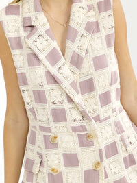 WOMEN'S SLEEVELESS BUTTON CLOSURE COLORBLOCL WRAP CROCHET ROMPER