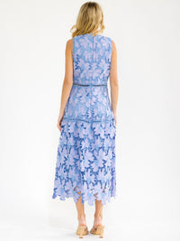 WOMEN'S SLEEVELESS V-NECK CROCHET FLORAL MAXI DRESS