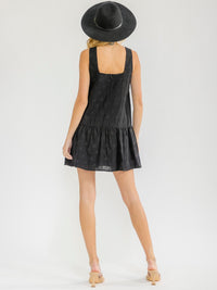 WOMEN'S SLEEVELESS SQUARE TUNIC EYELET MINI DRESS