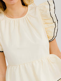 WOMEN'S SHORT RUFFLE SLEEVE TIERED FIT & FLARE MINI DRESS