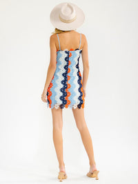 WOMEN'S SLEEVELESS MULTI COLOR BODYCON CROCHET MINI DRESS