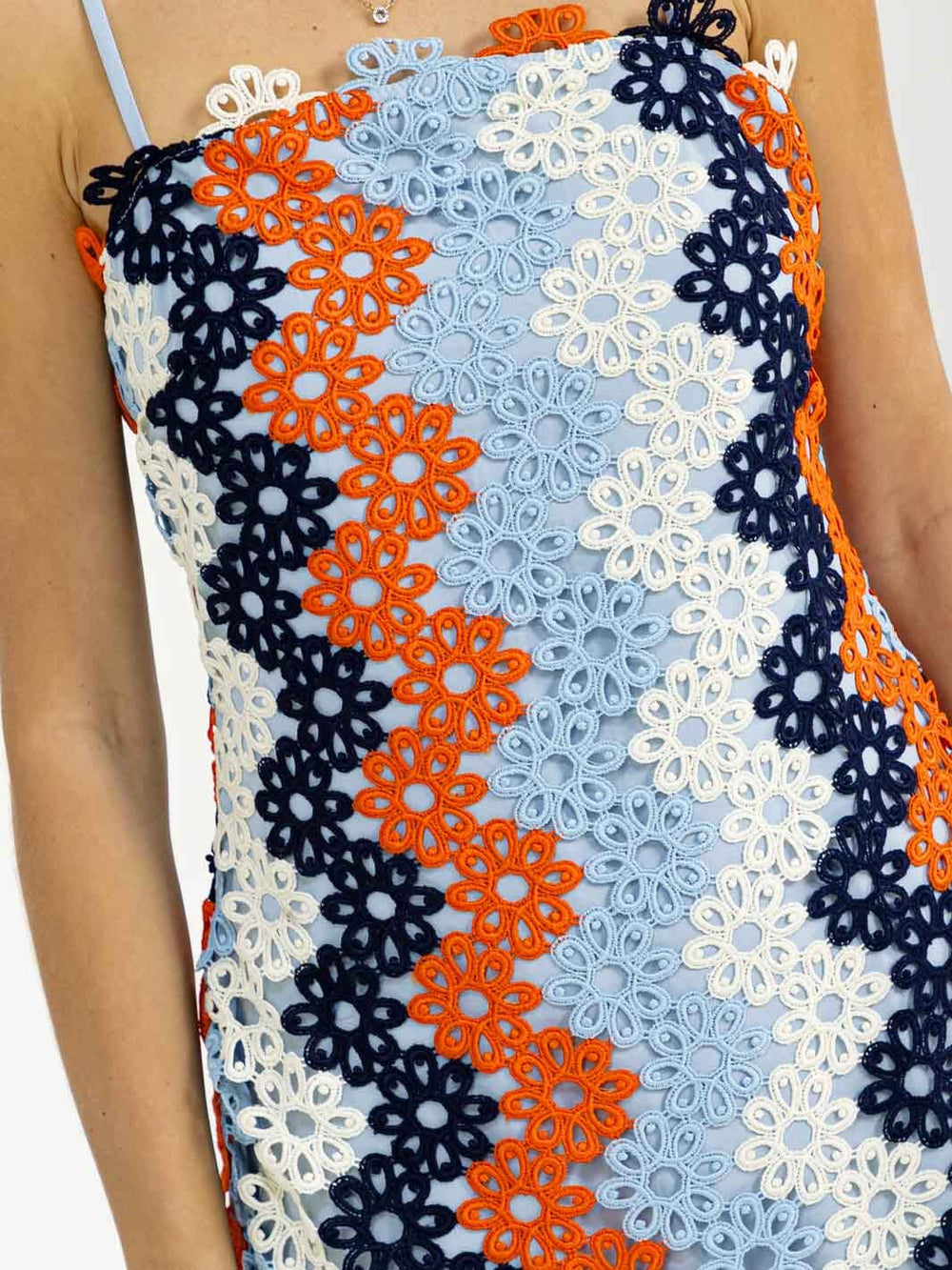 WOMEN'S SLEEVELESS MULTI COLOR BODYCON CROCHET MINI DRESS