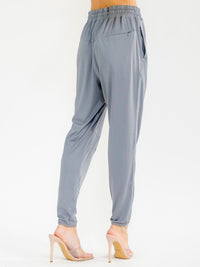 WOMEN'S ELASTIC WAIST FRONT POCKETS SKINNY PANTS