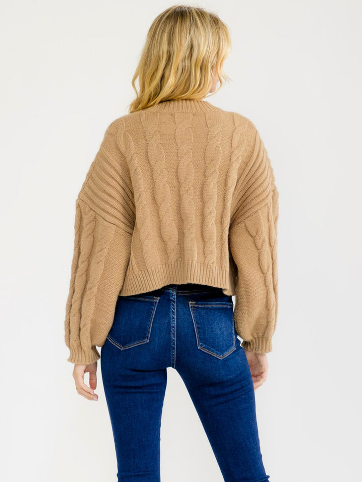 WOMEN'S LONG SLEEVE PULLOVER CABLE KNIT SWEATER