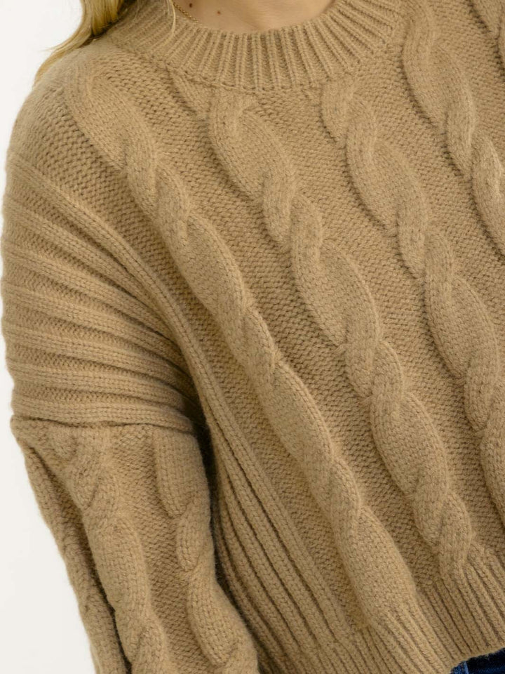 WOMEN'S LONG SLEEVE PULLOVER CABLE KNIT SWEATER