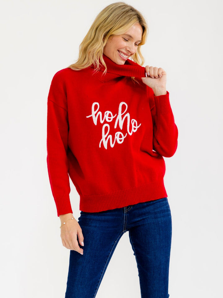 WOMEN'S LONG SLEEVE TURTLE NECK HOLIDAY PULLOVER SWEATER