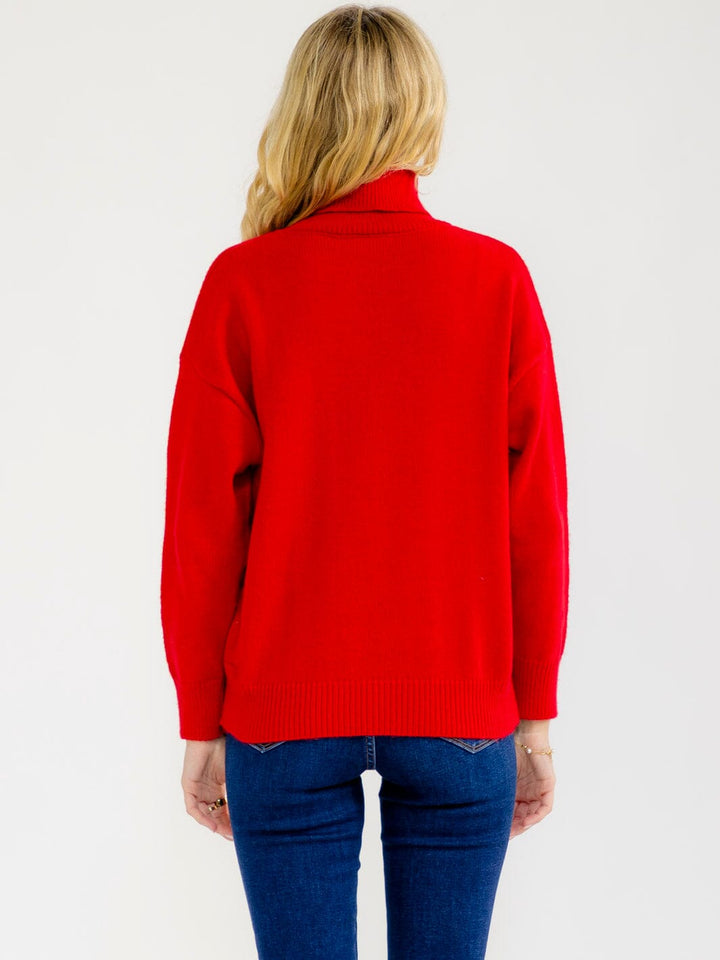 WOMEN'S LONG SLEEVE TURTLE NECK HOLIDAY PULLOVER SWEATER
