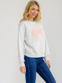 WOMEN'S LONG SLEEVE BOW DETAILED PULLOVER SWEATER