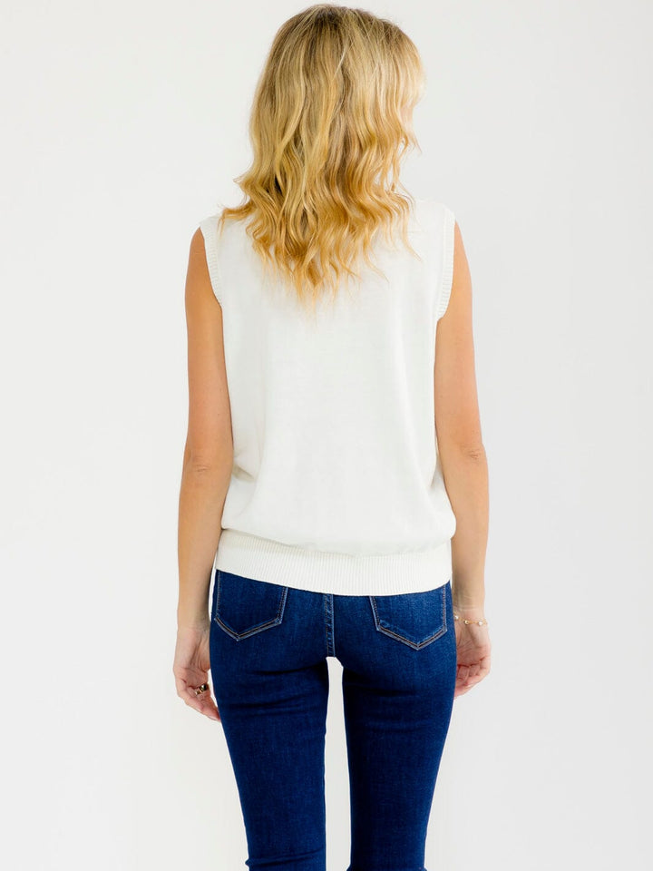 WOMEN'S SLEEVELESS COWBOY BOOT SWEATER TOP