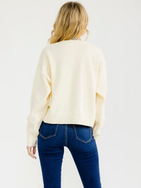 WOMEN'S LONG SLEEVE PULLOVER FRONT CUT OUT BOWS DETAILED SWEATER