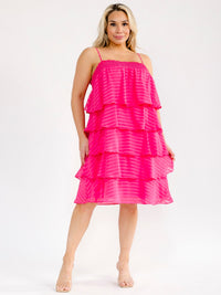 PLUS SIZE SLEEVELESS SQUARE NECK TUNIC RUFFLE TIERED MINI DRESS