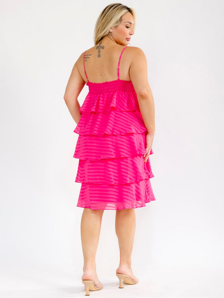 PLUS SIZE SLEEVELESS SQUARE NECK TUNIC RUFFLE TIERED MINI DRESS