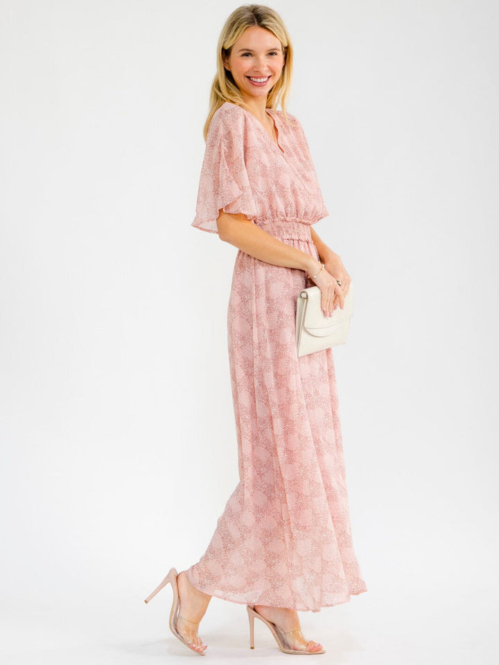 WOMEN'S SHORT PUFF SLEEVE SQUARE NECK SMOCK TIERED MAXI DRESS (Copy)