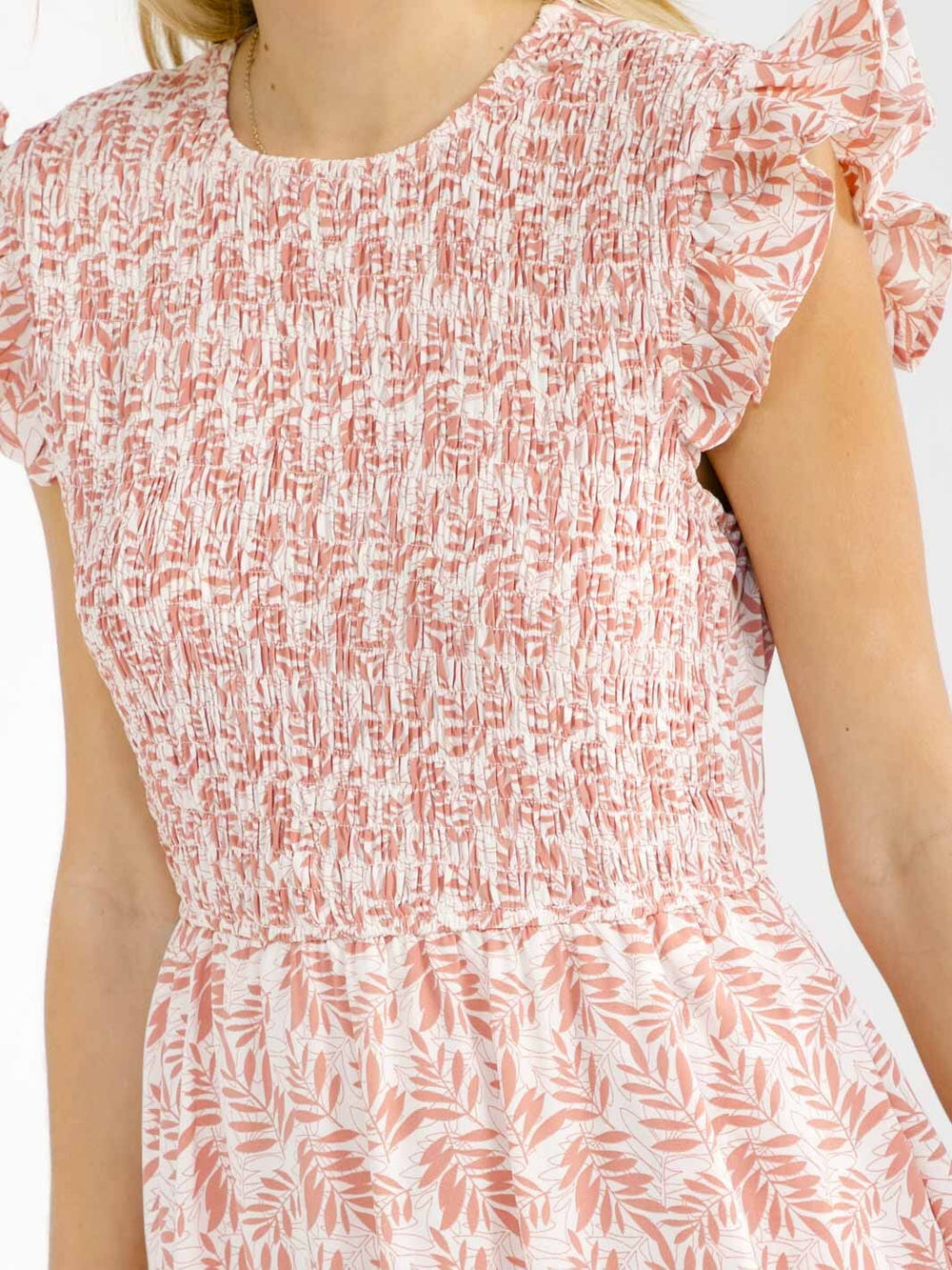 WOMEN'S RUFFLE SLEEVE SMOCK TIERED FLORAL MAXI DRESS