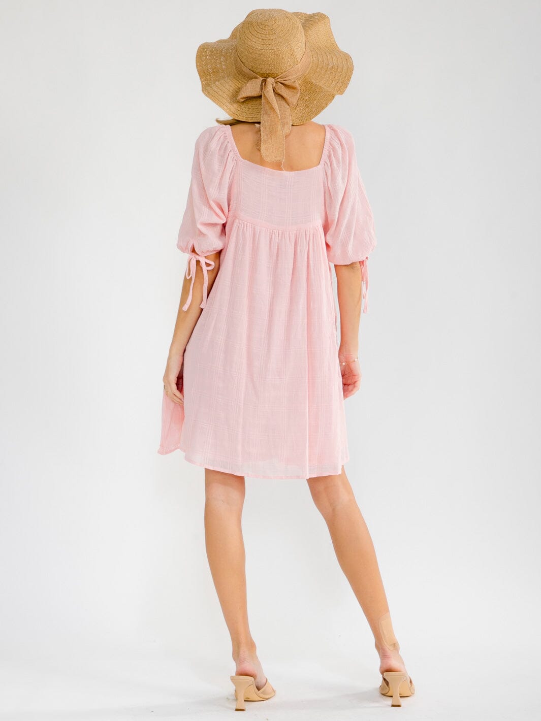 WOMEN'S SHORT SLEEVE SQUARE NECK FRONT POCKETS LOOSE FIT TUNIC MINI DRESS