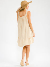 WOMEN'S SLEEVELESS SQUARE NECK FRONT POCKETS PLAID TUNIC MINI DRESS
