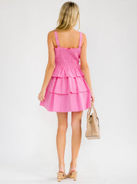 WOMEN'S SLEEVELESS SMOCK RUFFLE TIERED MINI DRESS