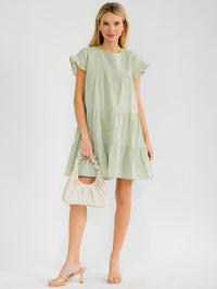 WOMEN'S SHORT SLEEVE TIERED LOOSE FIT TUNIC MINI DRESS