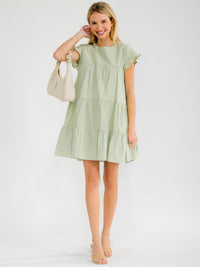 WOMEN'S SHORT SLEEVE TIERED LOOSE FIT TUNIC MINI DRESS