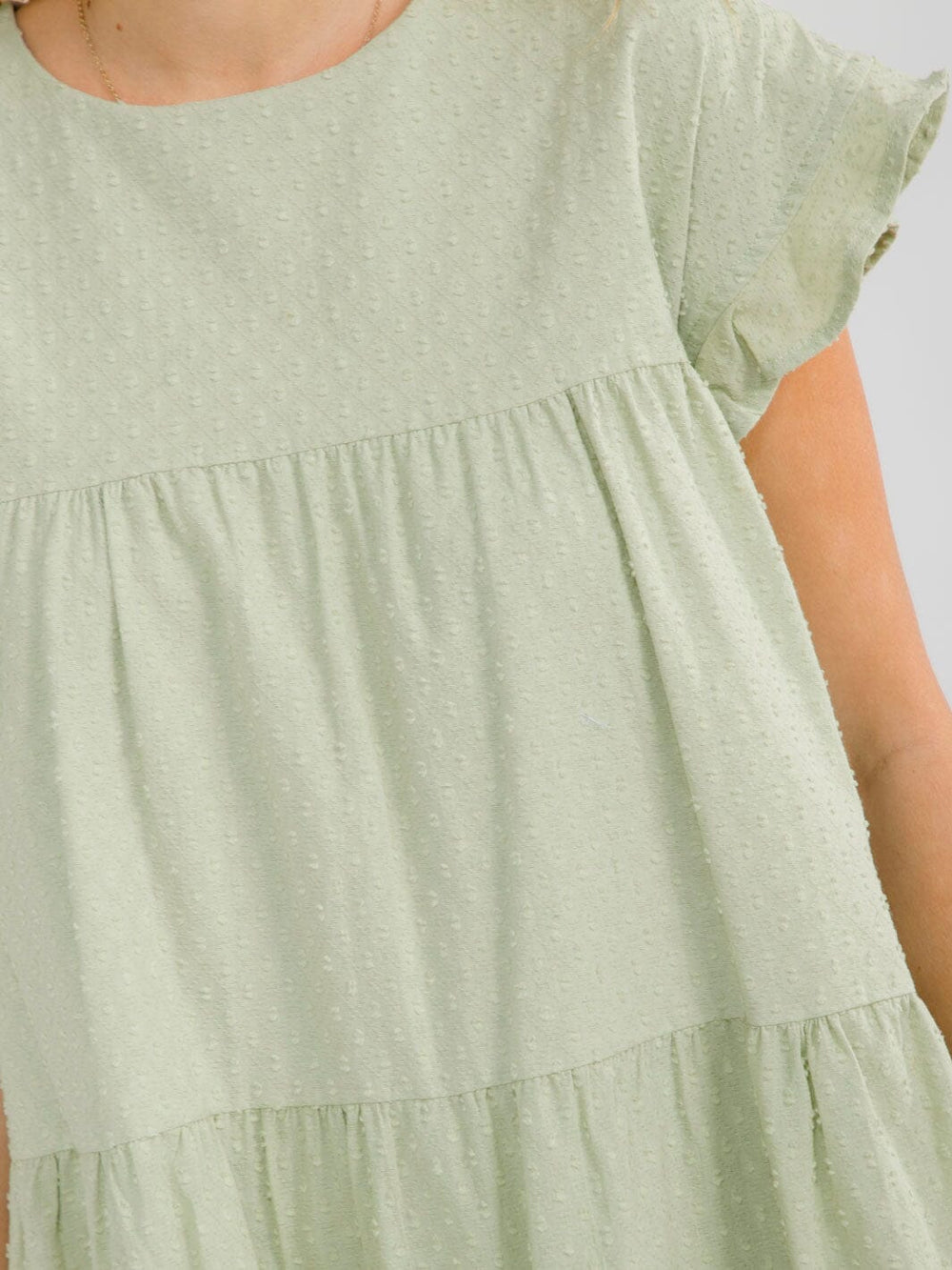 WOMEN'S SHORT SLEEVE TIERED LOOSE FIT TUNIC MINI DRESS