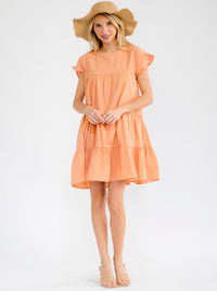 WOMEN'S SHORT SLEEVE TIERED LOOSE FIT TUNIC MINI DRESS