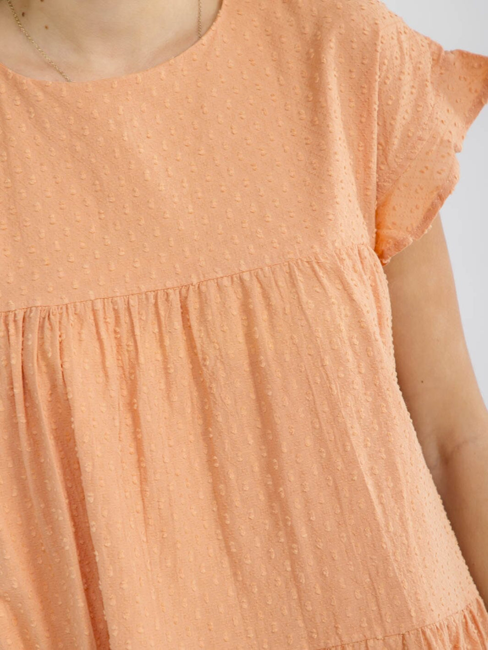 WOMEN'S SHORT SLEEVE TIERED LOOSE FIT TUNIC MINI DRESS