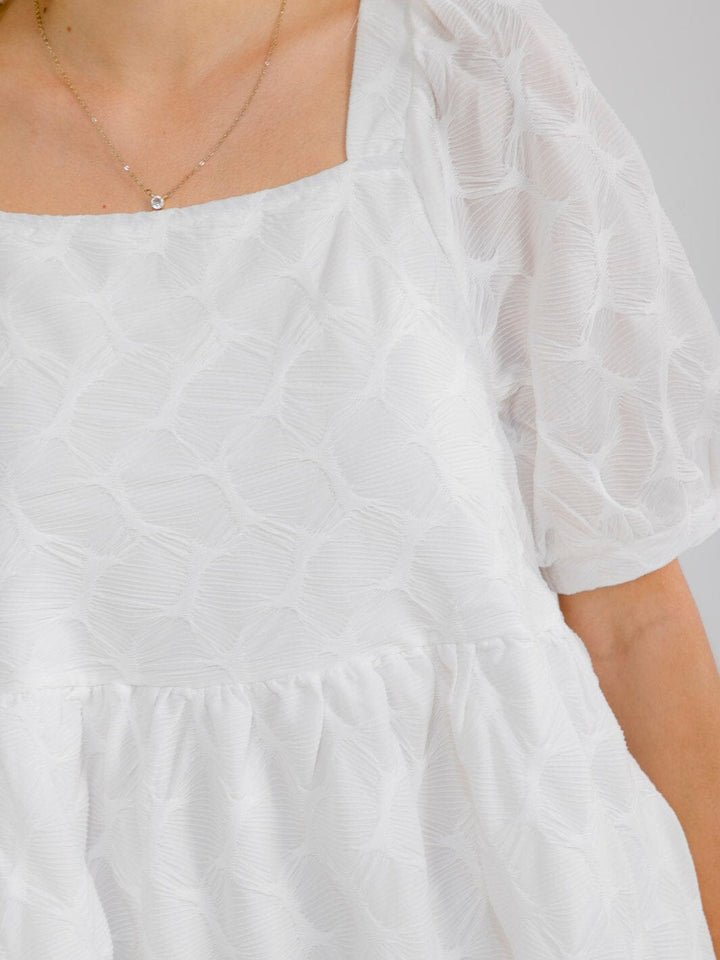 WOMEN'S SHORT SLEEVE SQUARE NECK FRONT POCKETS DETAILED TUNIC MINI DRESS