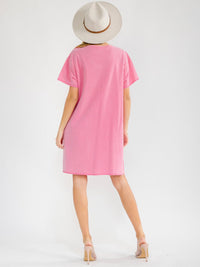 WOMEN'S SHORT SLEEVE V-NECK SEQUINS STARS MINI DRESS