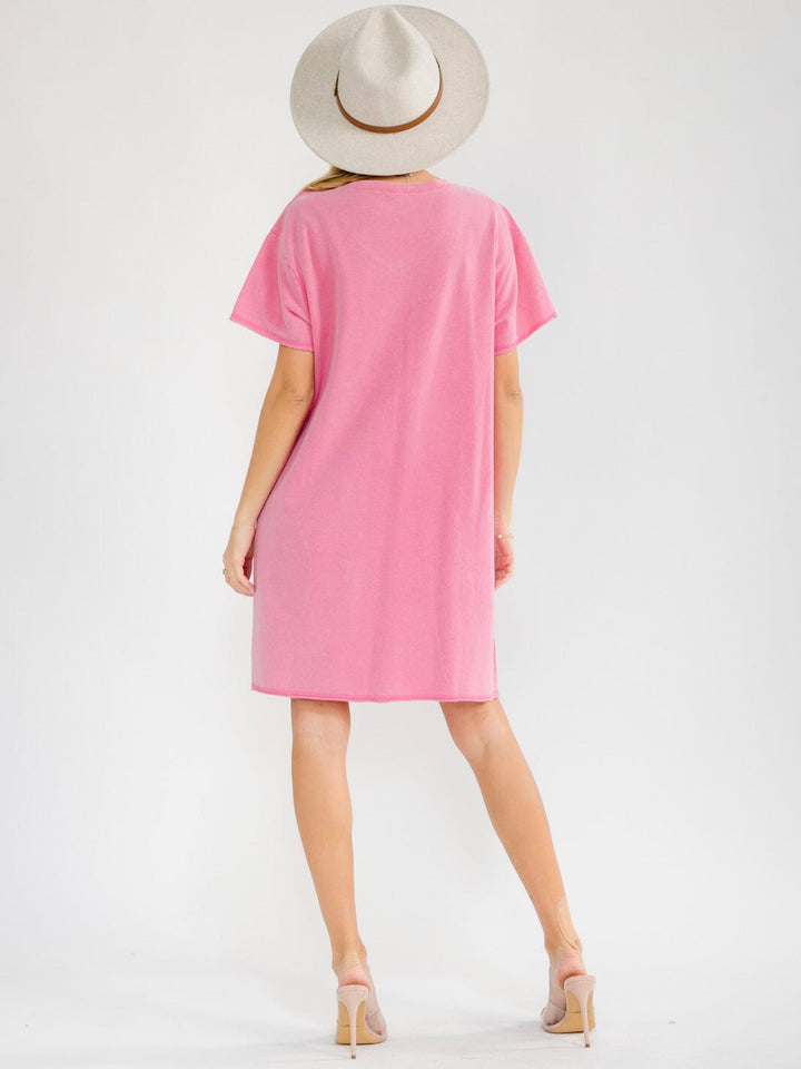WOMEN'S SHORT SLEEVE V-NECK SEQUINS STARS MINI DRESS
