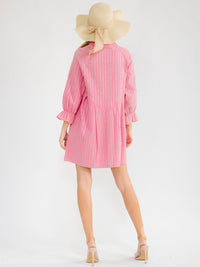 WOMEN'S LONG SLEEVE BUTTON UP RHINESTONES DENIM MINI DRESS