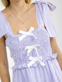 WOMEN'S SLEEVELESS SMOCK STRIPES COLORBLOCK MINI DRESS