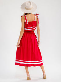 WOMEN'S SLEEVELESS CROP TOP & ELASTIC WAIST MAXI SKIRT COLORBLOCK 2PC. SET