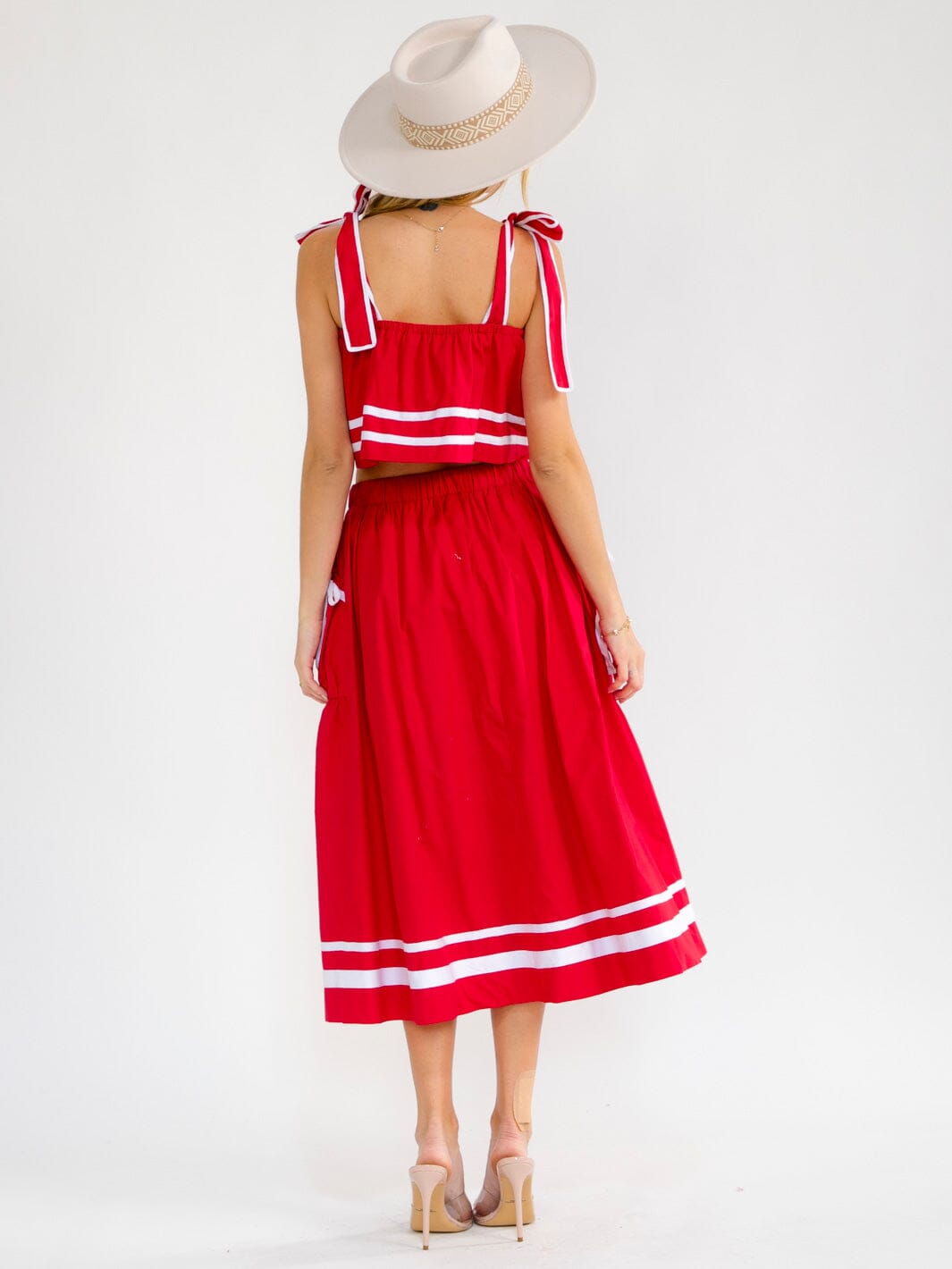 WOMEN'S ELASTIC WAIST BUTTON UP FRONT POCKETS COLORBLOCK MAXI SKIRT