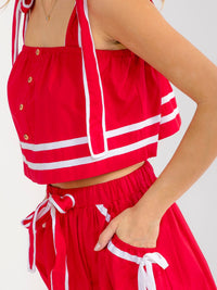 WOMEN'S SLEEVELESS CROP TOP & ELASTIC WAIST MAXI SKIRT COLORBLOCK 2PC. SET