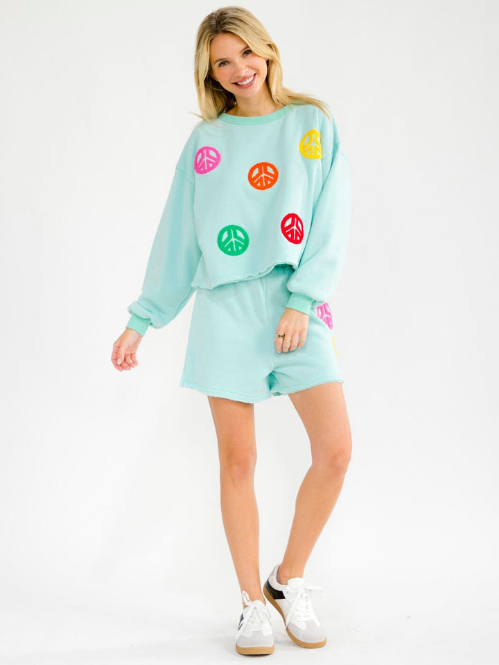 WOMEN'S LONG SLEEVE PULLOVER SWEATER & ELASTIC WAIST MINI SHORTS DETAILED 2PC. SET