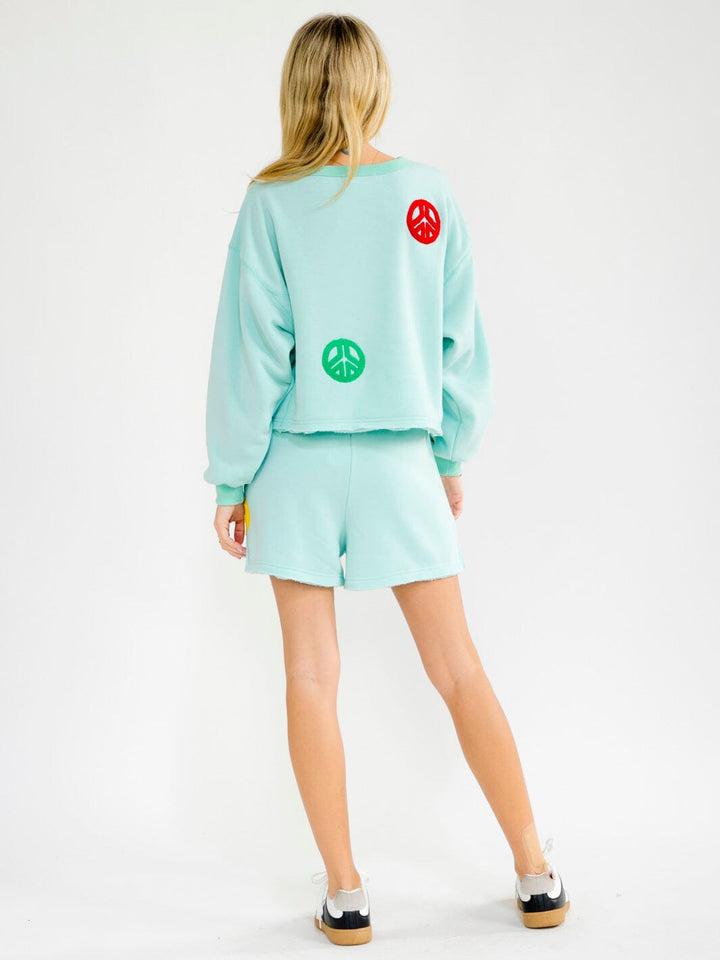 WOMEN'S LONG SLEEVE PULLOVER SWEATER & ELASTIC WAIST MINI SHORTS DETAILED 2PC. SET